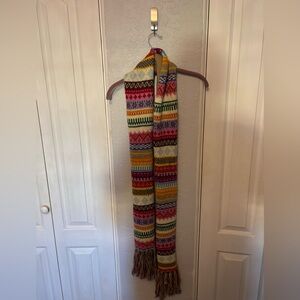 Gap Y2K 2004 Colorful Striped Fair Isle Scarf Fringed 100% Lambswool Flaw